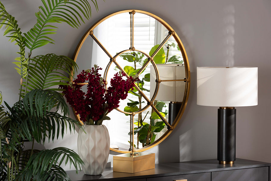 Baxton Studio Ohara Modern and Contemporary Gold Finished Metal Accent Wall Mirror