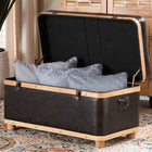 Baxton Studio Gendry Modern Rustic Transitional Dark Brown Faux Leather Upholstered and Oak Brown Finished Wood Large Storage Ottoman