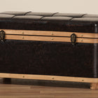 Baxton Studio Gendry Modern Rustic Transitional Dark Brown Faux Leather Upholstered and Oak Brown Finished Wood Large Storage Ottoman