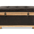 Baxton Studio Gendry Modern Rustic Transitional Dark Brown Faux Leather Upholstered and Oak Brown Finished Wood Large Storage Ottoman