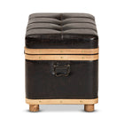 Baxton Studio Gendry Modern Rustic Transitional Dark Brown Faux Leather Upholstered and Oak Brown Finished Wood Large Storage Ottoman