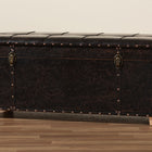 Baxton Studio Janna Rustic Transitional Dark Brown Faux Leather Upholstered and Oak Brown Finished Wood Storage Ottoman