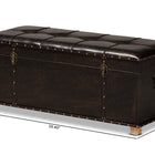 Baxton Studio Janna Rustic Transitional Dark Brown Faux Leather Upholstered and Oak Brown Finished Wood Storage Ottoman