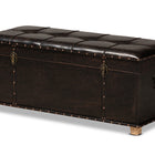 Baxton Studio Janna Rustic Transitional Dark Brown Faux Leather Upholstered and Oak Brown Finished Wood Storage Ottoman
