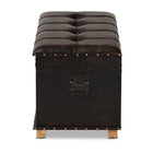 Baxton Studio Janna Rustic Transitional Dark Brown Faux Leather Upholstered and Oak Brown Finished Wood Storage Ottoman