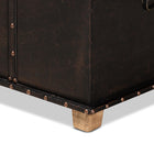 Baxton Studio Janna Rustic Transitional Dark Brown Faux Leather Upholstered and Oak Brown Finished Wood Storage Ottoman