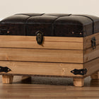 Baxton Studio Edmund Rustic Transitional Dark Brown Faux Leather Upholstered and Oak Brown Finished Wood Storage Ottoman