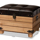 Baxton Studio Edmund Rustic Transitional Dark Brown Faux Leather Upholstered and Oak Brown Finished Wood Storage Ottoman
