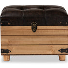 Baxton Studio Edmund Rustic Transitional Dark Brown Faux Leather Upholstered and Oak Brown Finished Wood Storage Ottoman