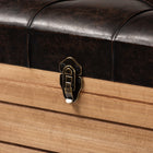 Baxton Studio Edmund Rustic Transitional Dark Brown Faux Leather Upholstered and Oak Brown Finished Wood Storage Ottoman