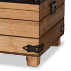 Baxton Studio Edmund Rustic Transitional Dark Brown Faux Leather Upholstered and Oak Brown Finished Wood Storage Ottoman