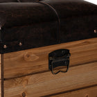 Baxton Studio Edmund Rustic Transitional Dark Brown Faux Leather Upholstered and Oak Brown Finished Wood Storage Ottoman