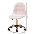 Baxton Studio Kabira Contemporary Glam and Luxe Blush Pink Velvet Fabric and Gold Metal Swivel Office chair
