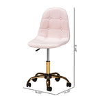 Baxton Studio Kabira Contemporary Glam and Luxe Blush Pink Velvet Fabric and Gold Metal Swivel Office chair