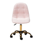 Baxton Studio Kabira Contemporary Glam and Luxe Blush Pink Velvet Fabric and Gold Metal Swivel Office chair