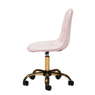 Baxton Studio Kabira Contemporary Glam and Luxe Blush Pink Velvet Fabric and Gold Metal Swivel Office chair