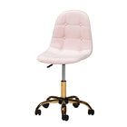 Baxton Studio Kabira Contemporary Glam and Luxe Blush Pink Velvet Fabric and Gold Metal Swivel Office chair
