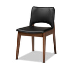 Baxton Studio Afton Mid-Century Modern Black Faux Leather Upholstered and Walnut Brown Finished Wood 7-Piece Dining Set