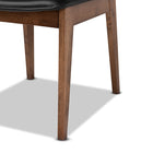 Baxton Studio Afton Mid-Century Modern Black Faux Leather Upholstered and Walnut Brown Finished Wood 7-Piece Dining Set