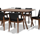 Baxton Studio Afton Mid-Century Modern Black Faux Leather Upholstered and Walnut Brown Finished Wood 7-Piece Dining Set