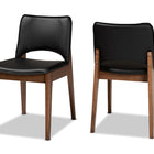Baxton Studio Afton Mid-Century Modern Black Faux Leather Upholstered and Walnut Brown Finished Wood 2-Piece Dining Chair Set