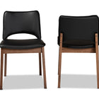 Baxton Studio Afton Mid-Century Modern Black Faux Leather Upholstered and Walnut Brown Finished Wood 2-Piece Dining Chair Set