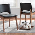 Baxton Studio Afton Mid-Century Modern Black Faux Leather Upholstered and Walnut Brown Finished Wood 2-Piece Dining Chair Set