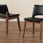 Baxton Studio Afton Mid-Century Modern Black Faux Leather Upholstered and Walnut Brown Finished Wood 2-Piece Dining Chair Set