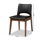 Baxton Studio Afton Mid-Century Modern Black Faux Leather Upholstered and Walnut Brown Finished Wood 2-Piece Dining Chair Set