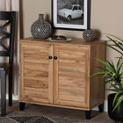 Baxton Studio Coolidge Modern and Contemporary Oak Brown Finished Wood 2-Door Shoe Storage Cabinet