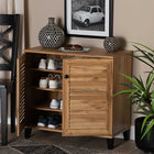 Baxton Studio Coolidge Modern and Contemporary Oak Brown Finished Wood 2-Door Shoe Storage Cabinet
