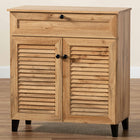 Baxton Studio Coolidge Modern and Contemporary Oak Brown Finished Wood 1-Drawer Shoe Storage Cabinet