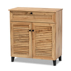 Baxton Studio Coolidge Modern and Contemporary Oak Brown Finished Wood 1-Drawer Shoe Storage Cabinet