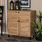 Baxton Studio Coolidge Modern and Contemporary Oak Brown Finished Wood 1-Drawer Shoe Storage Cabinet