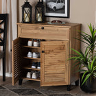 Baxton Studio Coolidge Modern and Contemporary Oak Brown Finished Wood 1-Drawer Shoe Storage Cabinet