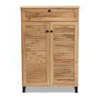 Baxton Studio Coolidge Modern and Contemporary Oak Brown Finished Wood 5-Shelf Shoe Storage Cabinet