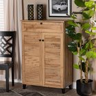 Baxton Studio Coolidge Modern and Contemporary Oak Brown Finished Wood 5-Shelf Shoe Storage Cabinet