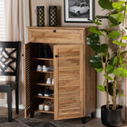 Baxton Studio Coolidge Modern and Contemporary Oak Brown Finished Wood 5-Shelf Shoe Storage Cabinet