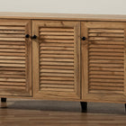 Baxton Studio Coolidge Modern and Contemporary Oak Brown Finished Wood 3-Door Shoe Storage Cabinet