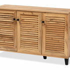 Baxton Studio Coolidge Modern and Contemporary Oak Brown Finished Wood 3-Door Shoe Storage Cabinet