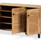 Baxton Studio Coolidge Modern and Contemporary Oak Brown Finished Wood 3-Door Shoe Storage Cabinet
