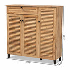 Baxton Studio Coolidge Modern and Contemporary Oak Brown Finished Wood 3-Door Shoe Storage Cabinet with Drawer