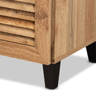 Baxton Studio Coolidge Modern and Contemporary Oak Brown Finished Wood 3-Door Shoe Storage Cabinet with Drawer