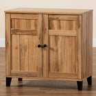 Baxton Studio Glidden Modern and Contemporary Oak Brown Finished Wood 2-Door Shoe Storage Cabinet