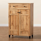 Baxton Studio Glidden Modern and Contemporary Oak Brown Finished Wood 1-Drawer Shoe Storage Cabinet