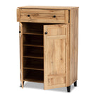 Baxton Studio Glidden Modern and Contemporary Oak Brown Finished Wood 1-Drawer Shoe Storage Cabinet