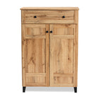 Baxton Studio Glidden Modern and Contemporary Oak Brown Finished Wood 1-Drawer Shoe Storage Cabinet