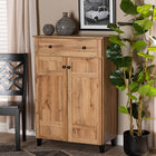 Baxton Studio Glidden Modern and Contemporary Oak Brown Finished Wood 1-Drawer Shoe Storage Cabinet