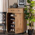 Baxton Studio Glidden Modern and Contemporary Oak Brown Finished Wood 1-Drawer Shoe Storage Cabinet