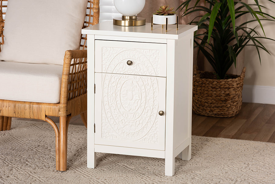 Baxton Studio Lambert Classic and Traditional White Finished Wood 1-Drawer End Table
